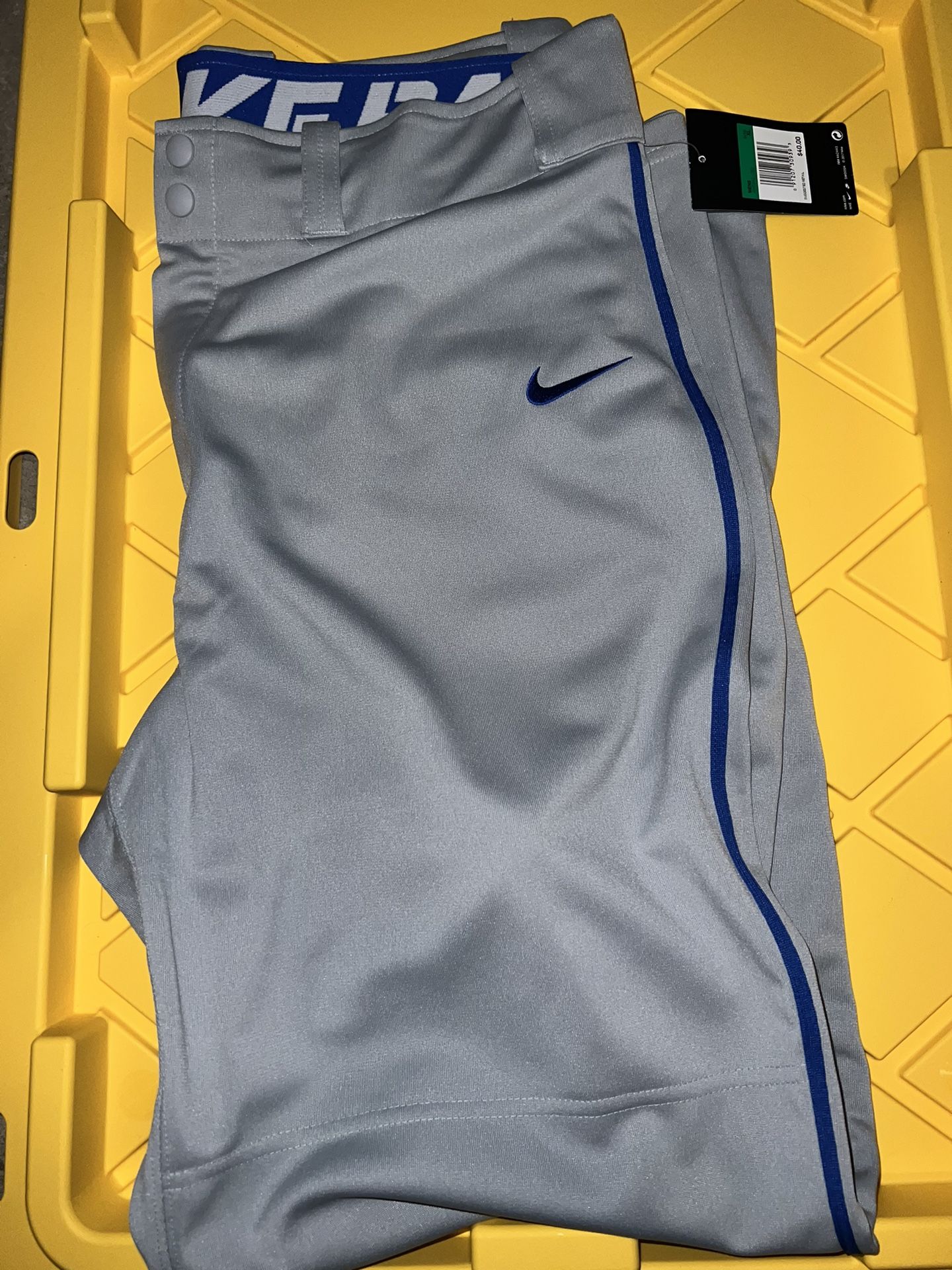 Nike Baseball Pants Grey Gray NEW Blue Piping Softball 
