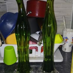Green Glass Flower Vases