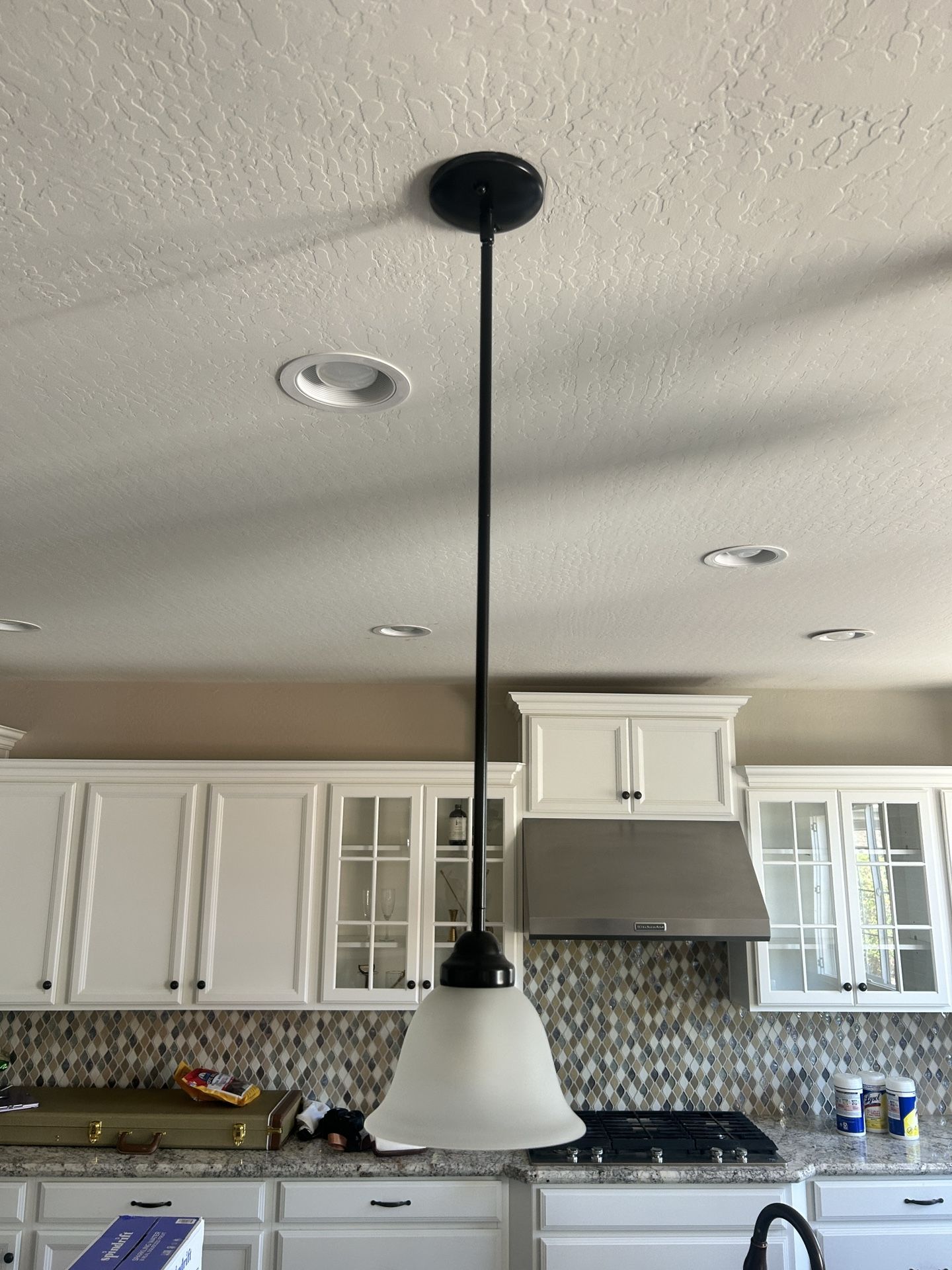 Set of 3 Pendant Lights – Frosted Glass, Matte Black