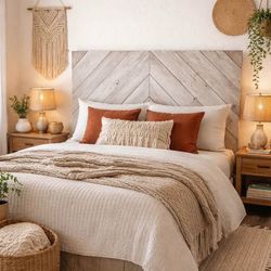 Rustic wood panel headboard or backdrop