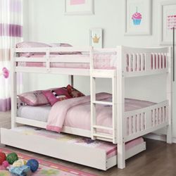 White Full Over Full Bunk Bed - Trundle Sold Separately 