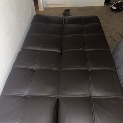 Brown Leather Futon Couch 