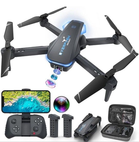 Drone with 1080P Camera for Beginners and Adults, Foldable Remote Control Quadcopter with Voice Control, Gestures Selfie, Altitude Hold, One Key Start