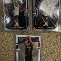 (3) ANTHONY EDWARDS PANINI PRIZM & DONRUSS OPTIC CHROME ROOKIE RC 🔥 