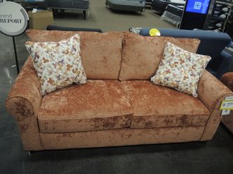 Southern Motion Kaile Full Sleeper Roll Arm Loveseat - Rust | Sofa Bed | Pull-Out Couch