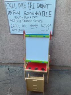 Wooden Double Siding Easel Chalk And Dryerased Pizzarron Para Gus Y Marcador