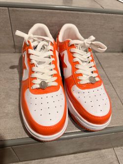 BAPE STA Orange White Patent Leather Size 11
