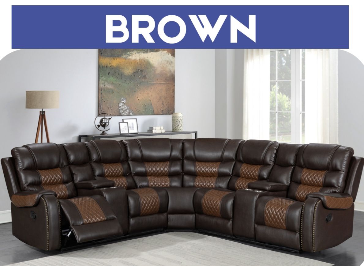 New Sectional Recliner Brown 2 Tones K Furniture And More 