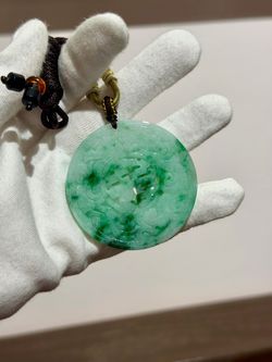 Certified New Burmese Jadeite Round Blessing Pendant Necklace