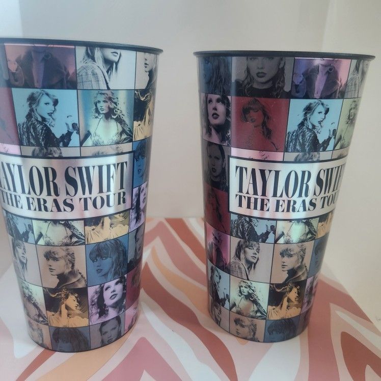 2 Taylor Swift Eras Tour Movie Concert Theaters Large Plastic Cups NEW 32 oz. 7"