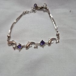 Dolphin Purple silver bracelet
