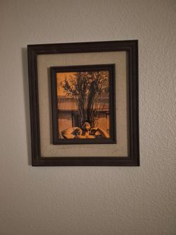 Framed Surrealist Art Print with Burlap Mat
