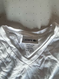 Lacoste White V-Neck T-Shirt XL