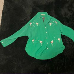 Green Women's Button Up Shirt