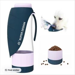 Hydro Paw Portable Dog Water Bottle Dispenser with Detachable Food Container & Wide Drinking Cup for Outdoor Activities