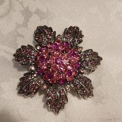 Stunning Vintage Pink Rhinestone Brooch (No Markings)