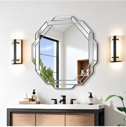 Bathroom Mirror-24”X24” Wall Mirrors Decorative, Beveled Edge Frameless Mirror for Wall, Bathroom, Vanity Room