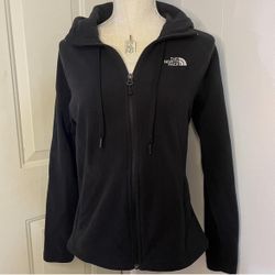 Women’s Black The North Face Logo Fleece Zipper Hoodie Size Medium