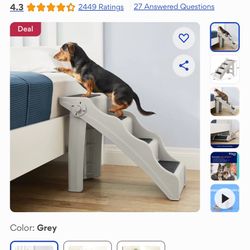 Frisco Foldable Nonslip Cat & Dog Stairs, Grey