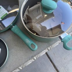 Cooking Set Of Pan Green Life New