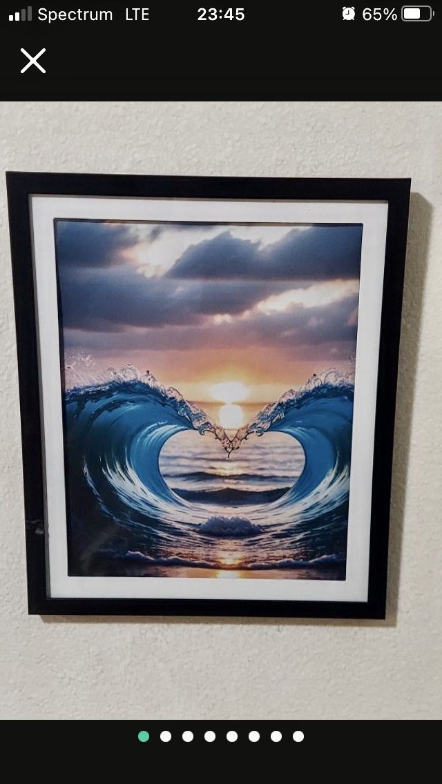 Two Waves Heart Shape Framed Print