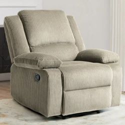 New UIXE Recliner Chair Corduroy Recliners Sofa with Armrests & Backrest for Living Room, Bedroom, Nursery Push Back Armchair for Adults