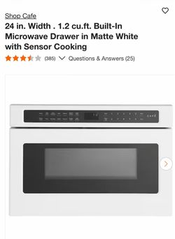 Shop Cafe 24 in. Width . 1.2 cu.ft. Built-In Microwave Drawer in Matte White with Sensor Cooking