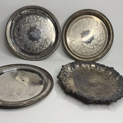 Antique Silver-Plated Serving Trays and Platters and Misc..