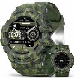 Military Smart Watch (Answer/Make Call)
IP68 Waterproof, Long Battery Life, HD Screen (Camo Green)