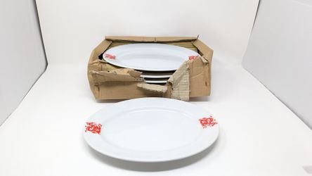 Vintage Dragon Chinese Restaurant Oval Porcelain Plates
