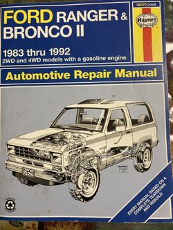 Haynes Automotive Repair Manual Bronco ll And Ford Ranger ‘83-‘92