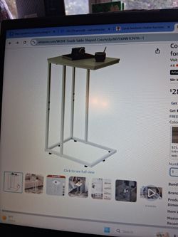 C-shaped Side Table, White, NEW