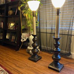Antique Brass Candlestick Lamps
