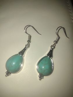 Turquoise Silver Coated Earrings
