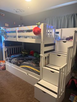 Twin Over Twin Bunk Bed with Lots of Storage!