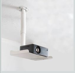 VIVO Universal Ceiling Extending Projector Tray Mount, Height Adjustable Projection, No Hole Installation, Hidden Cable Routing, White, MOUNT-VP08W