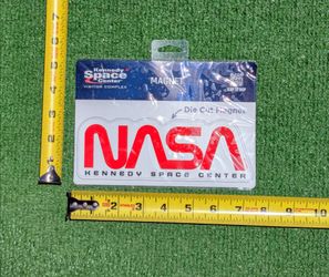 NASA Astronaut Retro Worm Logo Kennedy Space Center Die Cut 7" Magnet NIP