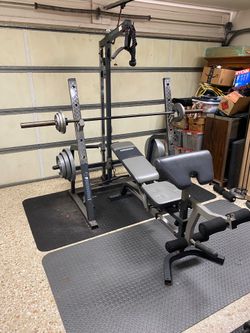 Bench press, square rack weight lifting set