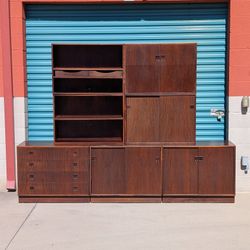 Vintage Mid Century Modern “Hjernebo” Rosewood Modular Wall System by Dyrlund, Denmark, c1960s