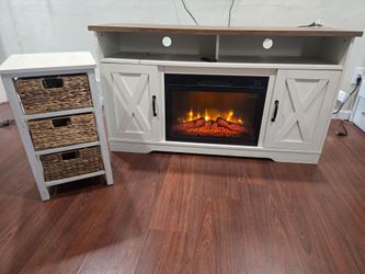 TV stand with electrical fireplace & small cabinets