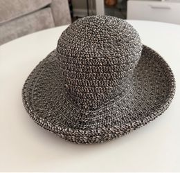 Nine West Black/White Braided Straw Wide Brim Sun Hat One Size Women