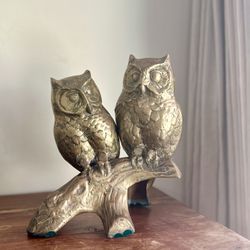 Vintage Brass Owl Statue