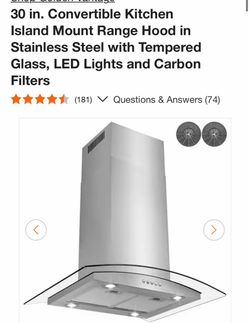 NEW IN BOX KITCHEN ISLAND RANGE HOOD