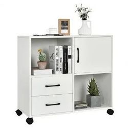 Costway File Cabinet Mobile Lateral Printer Stand with Storage Shelves