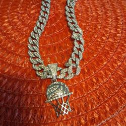 Oliver Gray Basketball Hoop Necklace Chain With Zircon