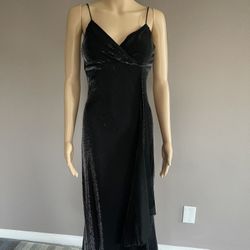 Women small size black dress, long