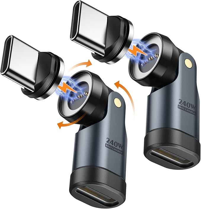 MoKo 240W USB C Magnetic Adapter, Magnetic Type-C Adaptor with 180° 360° Rotating