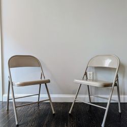 Tan Metal Folding Chairs 