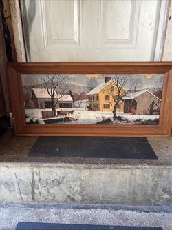 Vintage Richard Batchelder "Frosty Afternoon" Framed Linen Print