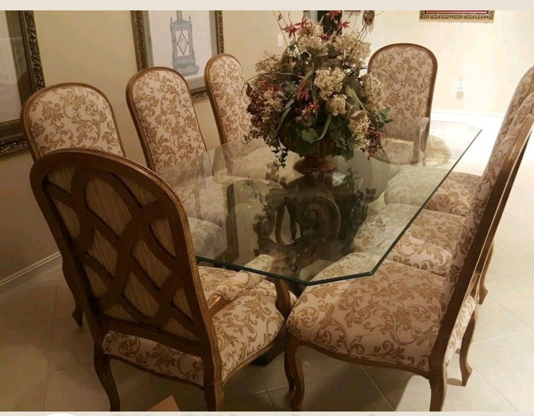 Baer's Furniture and Custom table bases with thick bevel cut glass top (96x54) paid $5,000